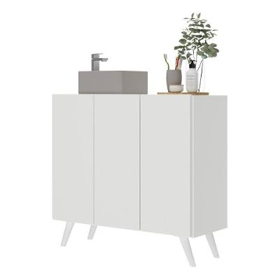 Gabinete Banheiro 3 Portas Retrô 90Cm Multimóveis V5030 Branco Branco