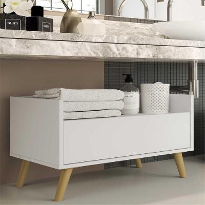 Gabinete De Banheiro Retrô 80 Cm Fg5000 Branco/natural
