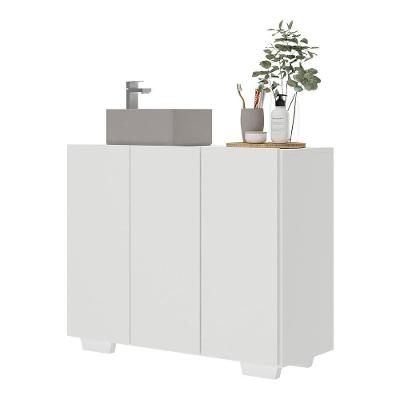 Gabinete Banheiro 3 Portas 90Cm Multimóveis V5031 Branco Branco