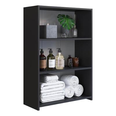 Gabinete Banheiro 63cm Com Prateleiras Multimóveis Cr10099 Preto Preto