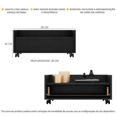 Gabinete De Banheiro Com Rodízios 80 Cm Fg5002 Preto