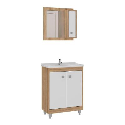 Gabinete Banheiro Com Cuba E Espelheira 60cm Multimóveis Cr10101 Castanho Argel/branco Castanho Argel/branco