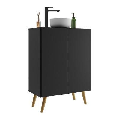 Gabinete Banheiro 2 Portas Retrô 63Cm Multimóveis V5006 Preto/Natural Preto/Natural