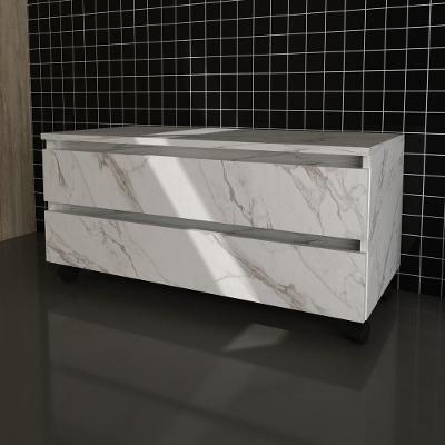 Gabinete Banheiro 2 Gavetas 80Cm Mármore Branco