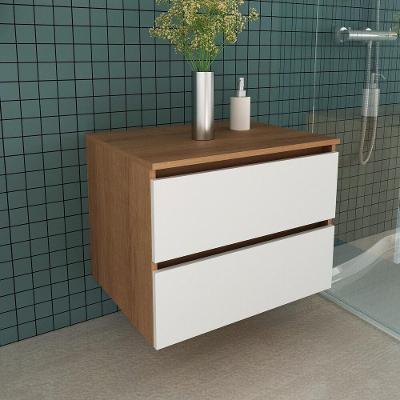 Gabinete Banheiro 2 Gavetas 60Cm Cr10087 Amêndoa/Branco