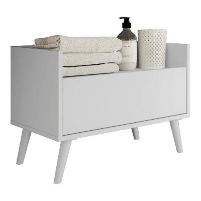 Gabinete Balcão Banheiro 80 Cm C/ Pés Retrô Branco