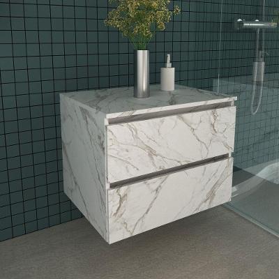 Gabinete Banheiro 2 Gavetas 60Cm Cr10087 Mármore Branco