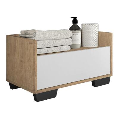 Gabinete Armário Banheiro 80Cm Multimóveis V5001 Rustic/Branco/Preto Rustic/Branco/Preto