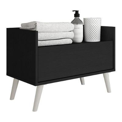 Gabinete Armário Banheiro 60Cm Retrô Multimóveis V3624 Preto/Branco Preto/Branco