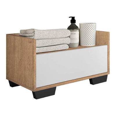 Gabinete Armário Banheiro 80 Cm Rustic/branco/preto