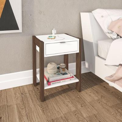 Mesa De Cabeceira Multimóveis Cr35003 Branca/Nogal