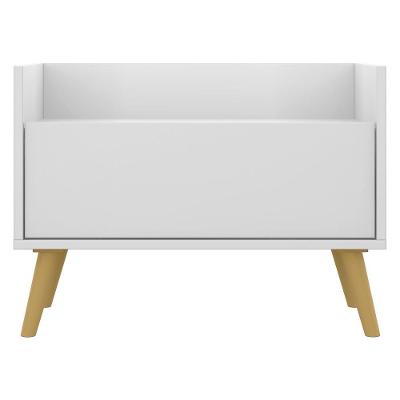 Mesa De Cabeceira 80 Cm C/ Pés Retrô Branca/natural