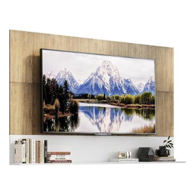 Painel Tv 65" Com Prateleira Amsterdã Up Multimóveis V3641 Rustic/Branco Rustic/Branco