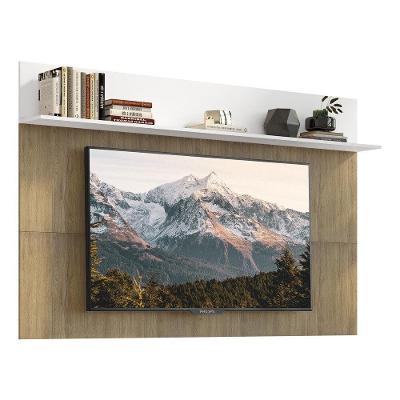Painel Tv 65" Com Prateleira Amsterdã Plus Multimóveis V3363 Rustic/Branco Rustic/Branco