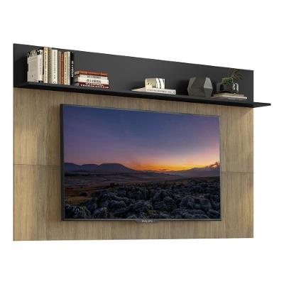 Painel Tv 65" Com Prateleira Amsterdã Plus Multimóveis V3363 Rustic/Preto Rustic/Preto