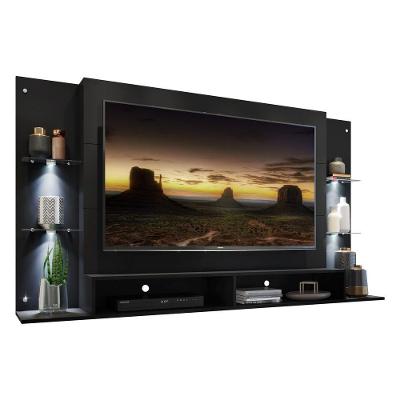 Painel Tv 60" Com 2 Leds Vegas Multimóveis V3396 Preto Preto