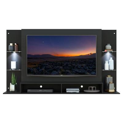 Painel Com Suporte Tv 60´´ e 2 Leds Prateleiras De Vidro