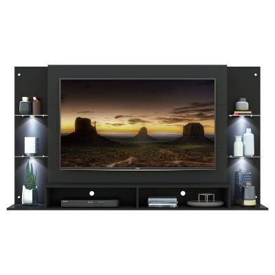 Painel Com Suporte Tv 60´´ e 4 Leds Prateleiras De Vidro