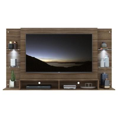 Painel Com Suporte Tv 60´´ e 2 Leds Prateleiras De Vidro