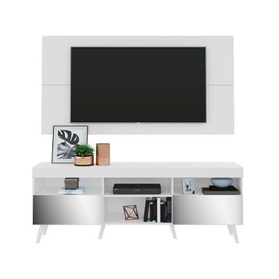 Rack Com Painel Retrô Com Espelho Para Tv Até 65´´ Flórida Fg3138 Branco