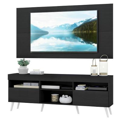 Rack Com Painel E Suporte Tv 65" Retrô Londres Multimóveis V3347 Preto/Branco Preto/Branco