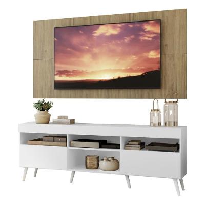 Rack Com Painel E Suporte Tv 65" Retrô Londres Multimóveis V3347 Rustic/Branco Rustic/Branco