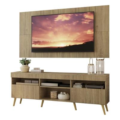Rack Com Painel E Suporte Tv 65" Retrô Londres Multimóveis V3347 Rustic/Natural Rustic/Natural