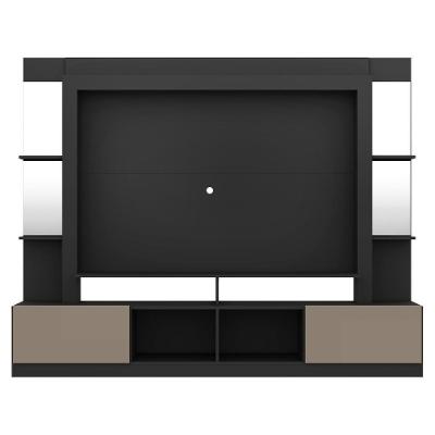 Rack com Painel Tv 65 Prateleiras com Espelho Oslo Preto