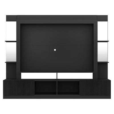 Rack com Painel Tv 65 Prateleiras com Espelho Oslo Preto
