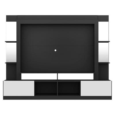 Rack com Painel Tv 65 Prateleiras com Espelho Oslo Preto