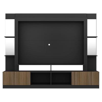 Rack com Painel Tv 65 Prateleiras com Espelho Oslo Preto