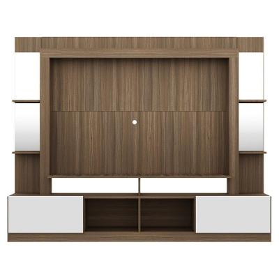 Rack com Painel Tv 65 Prateleiras com Espelho Oslo Madeirado