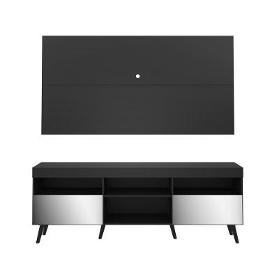 Rack Com Painel Retrô Com Espelho Para Tv Até 65´´ Flórida Fg3138 Preto