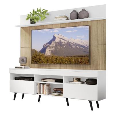 Rack Retrô Com Painel E Suporte Tv 65" Madri Multimóveis V3374 Branco/Rustic/Preto