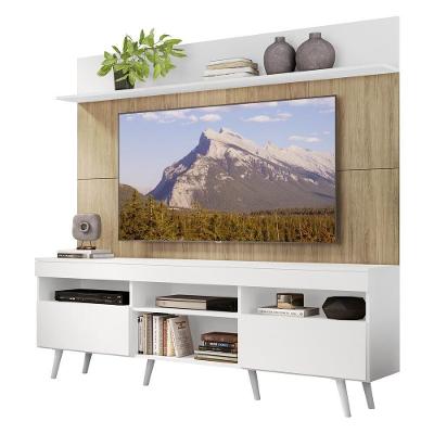 Rack Retrô Com Painel E Suporte Tv 65" Madri Multimóveis V3374 Branco/Rustic/Branco