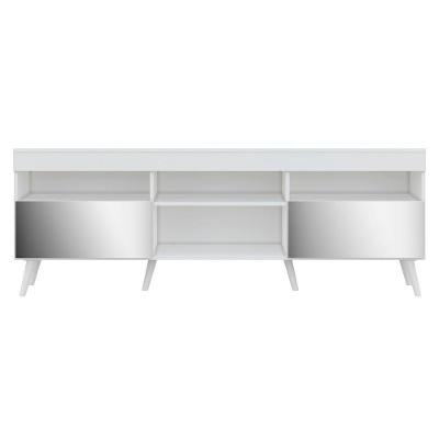 Rack Retrô Com Espelho Para Tv Até 65´´ Com 2 Portas Branco
