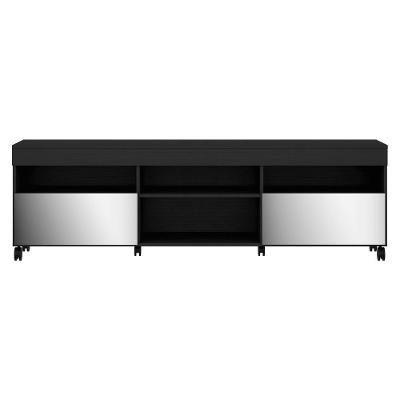 Rack Com Rodízios E Espelho Para Tv Até 65´´ Com 2 Portas