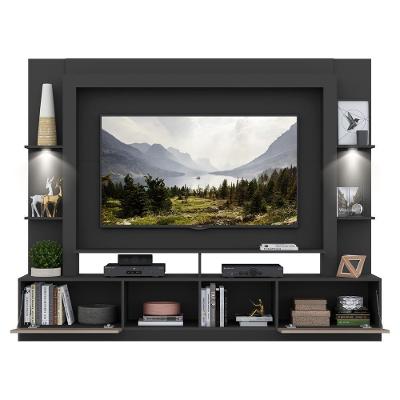 Rack Estante com Suporte Tv 65´´ Leds Preto/Laca Fumê