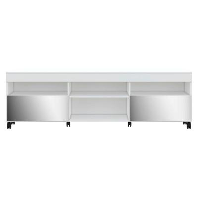 Rack Com Rodízios E Espelho Para Tv Até 65´´ Com 2 Portas