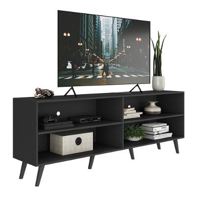 Rack Tv 75" Retrô Jazz Multimóveis V1017 Preto Preto