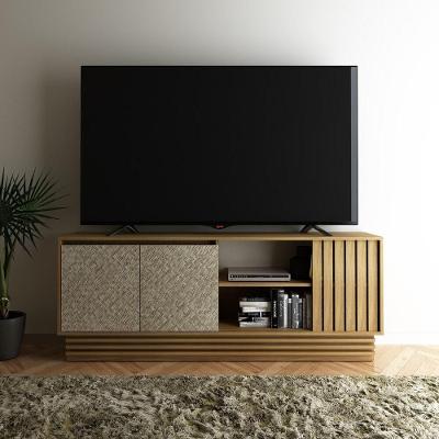 Rack Tv 64" Com 2 Portas Multimóveis Cr45113 Natural/Palha