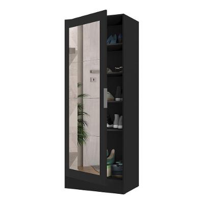 Sapateira 1 Porta Com Espelho Jade Multimóveis V6006 Preta Preto