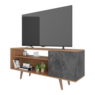 Rack Tv 42" Retrô Com 1 Porta Multimóveis Cr45205 Amêndoa/mármore Lunar Amêndoa/mármore Lunar