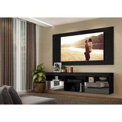 Rack Suspenso Com Espelho E Painel Para Tv Até 65´´ Flórida Fg3322 Preto