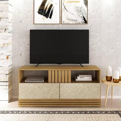 Rack Tv 42" Com 2 Gavetas Multimóveis Cr45112 Natural/Palha