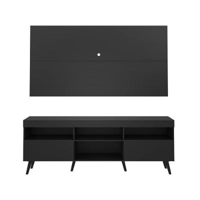 Rack Retrô Com Painel E Suporte Para Tv Até 65´´ Flórida Fg3134 Preto