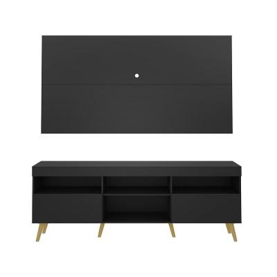 Rack Retrô Com Painel E Suporte Para Tv Até 65´´ Flórida Fg3134 Preto/natural