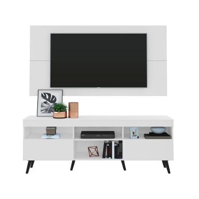 Rack Retrô Com Painel E Suporte Para Tv Até 65´´ Flórida Fg3134 Branco/preto