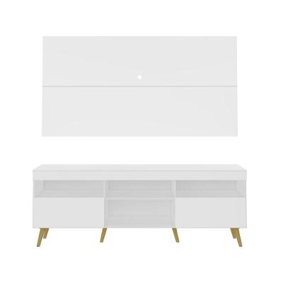 Rack Retrô Com Painel E Suporte Para Tv Até 65´´ Flórida Fg3134 Branco/natural
