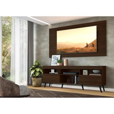 Rack Retrô Com Painel Para Tv Até 65´´ Flórida Fg3133 Madeirado/preto